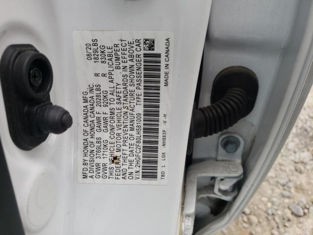 2HGFC2F80LH581009 - 2020 HONDA CIVIC SPORT 白色 照片 13