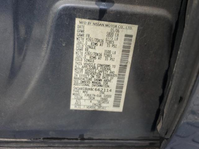 5N1AR18UX6C662114 - 2006 NISSAN PATHFINDER LE 蓝色 照片 13