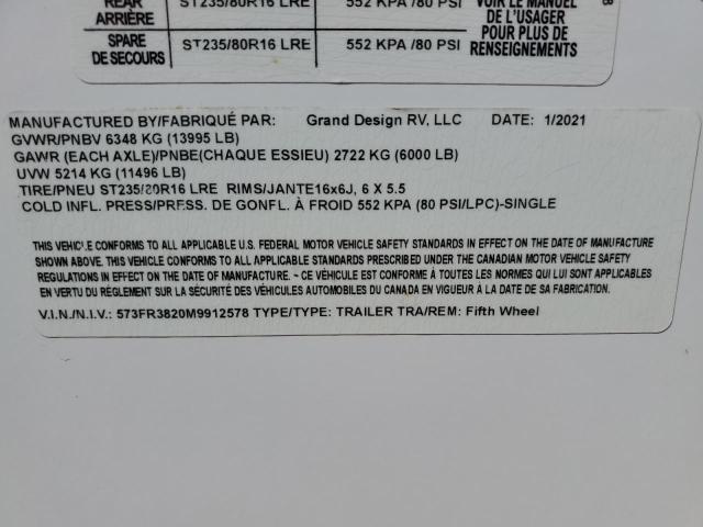 573FR3820M9912578 - 2021 GRAN REFLECTION WHITE photo 10