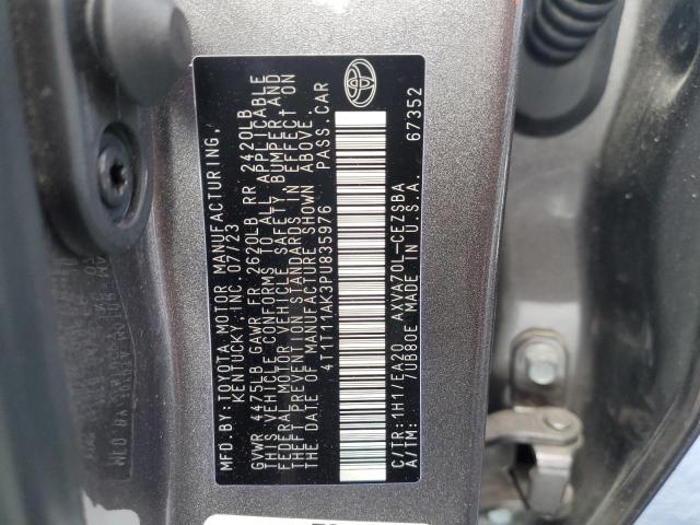 4T1T11AK3PU835976 - 2023 TOYOTA CAMRY SE NIGHT SHADE GRAY photo 12