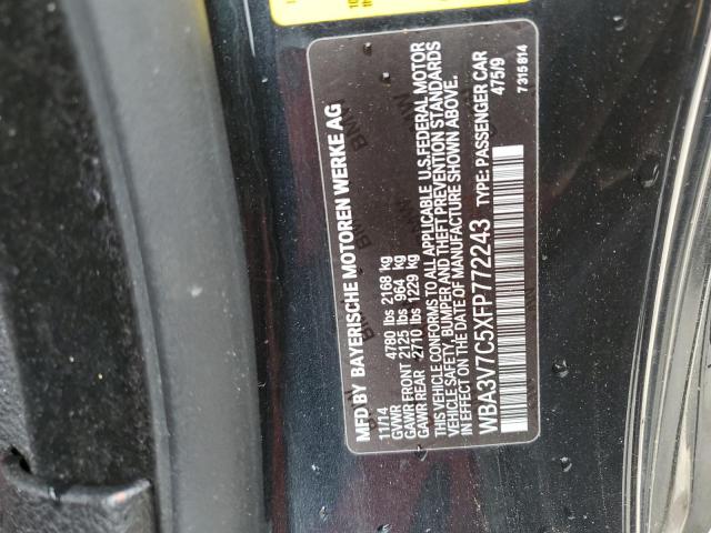 WBA3V7C5XFP772243 - 2015 BMW 428 I SULEV BLACK photo 12