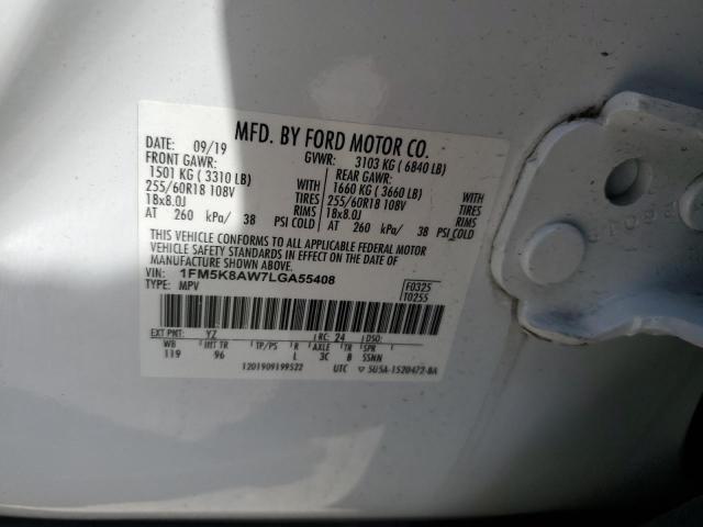 1FM5K8AW7LGA55408 - 2020 FORD EXPLORER POLICE INTERCEPTOR 白色 照片 13