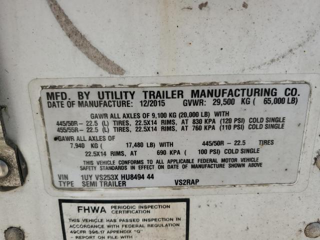 1UYVS253XHU849444 - 2017 UTILITY TRAILER WHITE photo 10