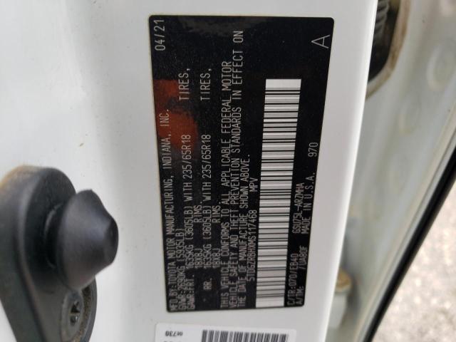 5TDGZRBHXMS117468 - 2021 TOYOTA HIGHLANDER XLE WHITE photo 12