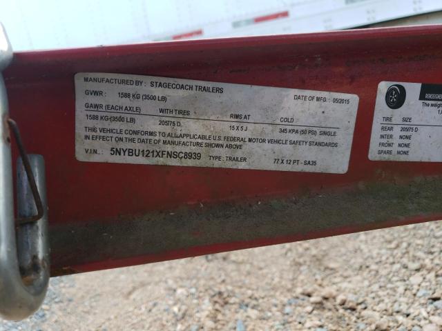 5NYBU121XFNSC8939 - 2015 UTILITY TRAILER Rot Foto 10