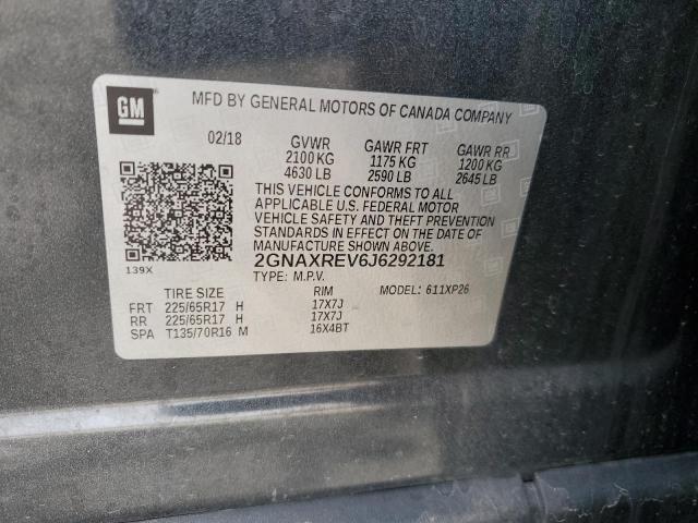 2GNAXREV6J6292181 - 2018 CHEVROLET EQUINOX LS GRAY photo 12