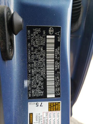 JTDKB20U497873823 - 2009 TOYOTA PRIUS BLUE photo 12