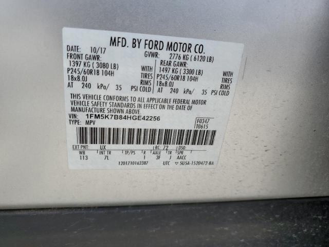 1FM5K7B84HGE42256 - 2017 FORD EXPLORER SILVER photo 13