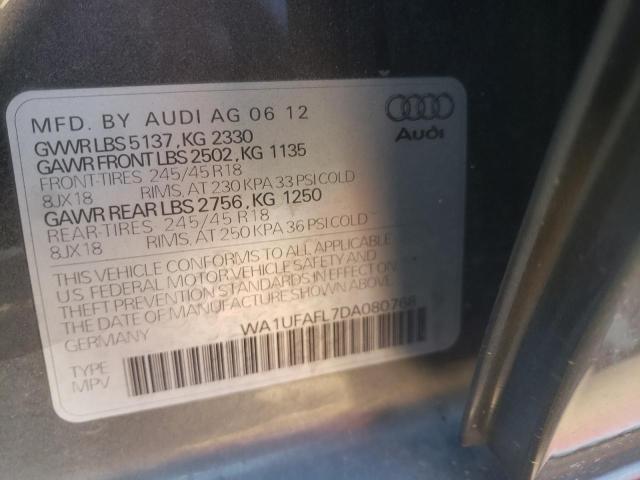 WA1UFAFL7DA080768 - 2013 AUDI A4 ALLROAD PREMIUM PLUS GRAY photo 10