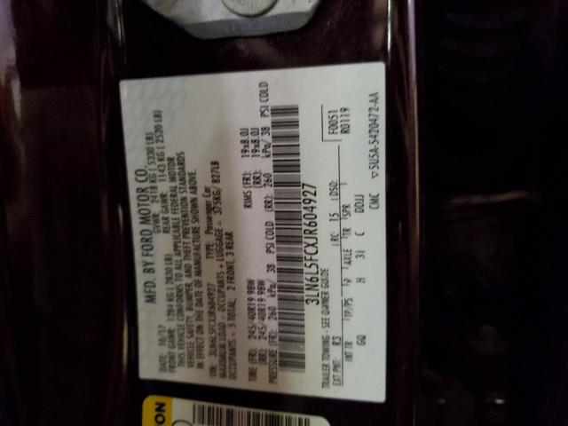 3LN6L5FCXJR604927 - 2018 LINCOLN MKZ RESERVE ბურგუნდია ფოტო 13