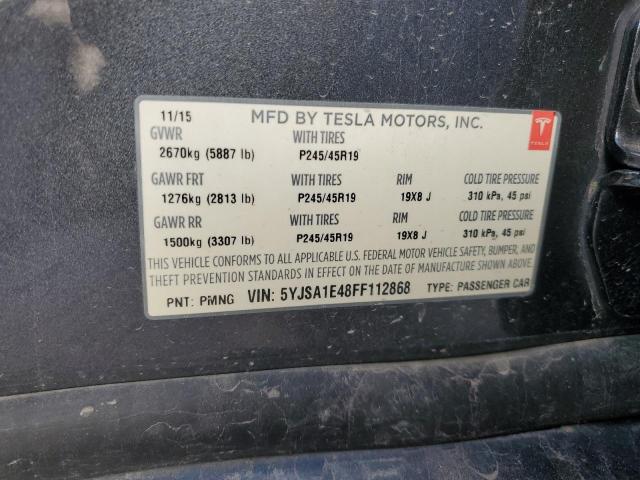 5YJSA1E48FF112868 - 2015 TESLA MODEL S Մոխրագույն լուսանկար 12