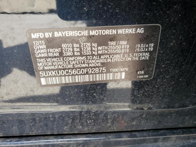 5UXKU0C56G0F92875 - 2016 BMW X6 SDRIVE35I BLACK photo 12