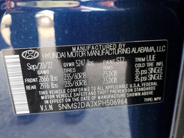 5NMS2DAJXPH506964 - 2023 HYUNDAI SANTA FE SEL Կապույտ լուսանկար 13