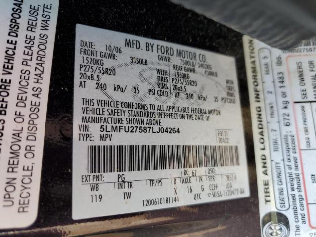 5LMFU27587LJ04264 - 2007 LINCOLN NAVIGATOR PURPLE photo 13