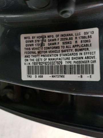 19XFB2F92DE027929 - 2013 HONDA CIVIC EXL Boz foto 12