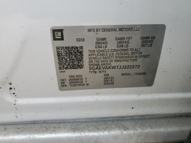 5GAEVAKW7JJ222272 - 2018 BUICK ENCLAVE ESSENCE თეთრი ფოტო 13