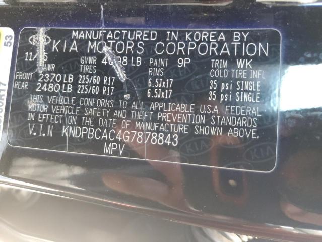 KNDPBCAC4G7878843 - 2016 KIA SPORTAGE LX BLACK photo 12