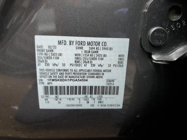 1FMSK8DH1PGA54504 - 2023 FORD EXPLORER XLT GRAY photo 13