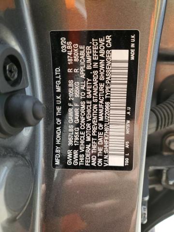 SHHFK7H97LU220966 - 2020 HONDA CIVIC SPORT TOURING GRAY photo 13