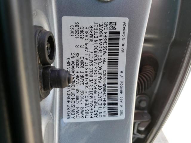 2HGFC2F86MH502623 - 2021 HONDA CIVIC SPORT 银色 照片 13