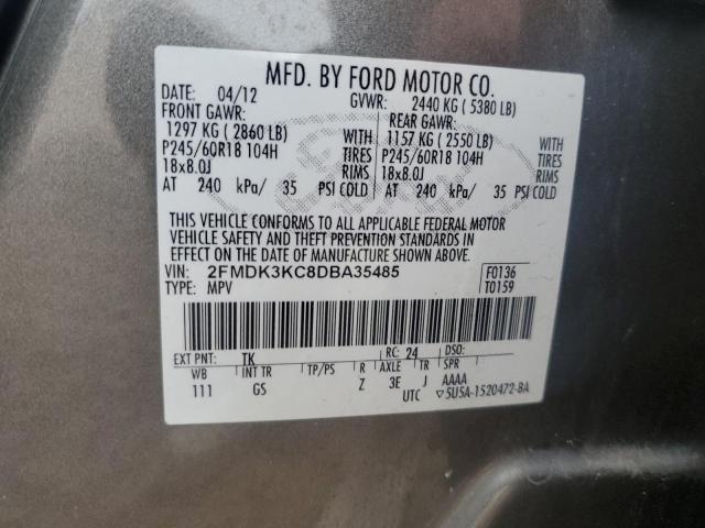 2FMDK3KC8DBA35485 - 2013 FORD EDGE LIMITED GRAY photo 13