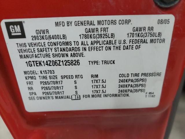 1GTEK14Z06Z125826 - 2006 GMC NEW SIERRA K1500 RED photo 13