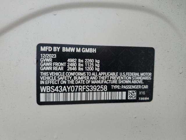 WBS43AY07RFS39258 - 2024 BMW M3 COMPETITION თეთრი ფოტო 13