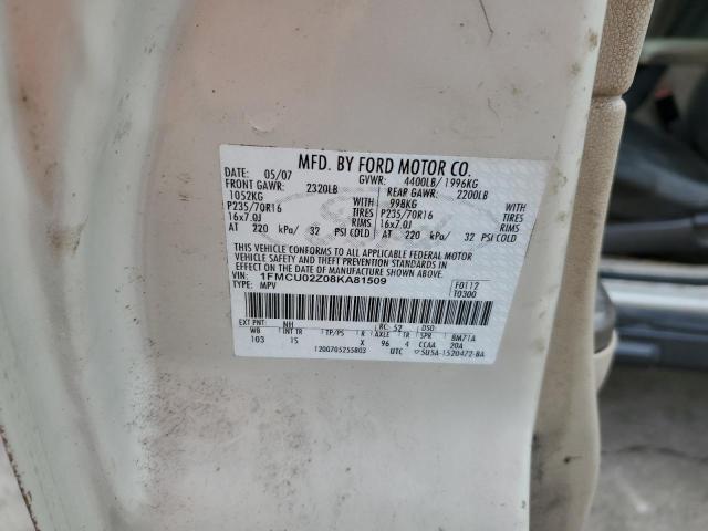 1FMCU02Z08KA81509 - 2008 FORD ESCAPE XLS WHITE photo 12