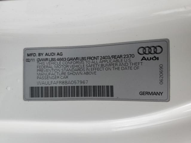 WAULFAFR8BA057967 - 2011 AUDI A5 PREMIUM PLUS WHITE photo 13