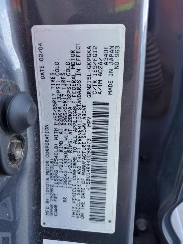 JTEBU14R440038473 - 2004 TOYOTA 4RUNNER SR5 GRAY photo 13