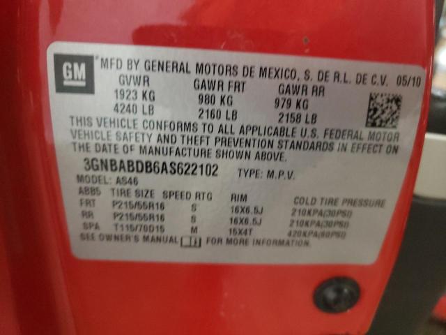 3GNBABDB6AS622102 - 2010 CHEVROLET HHR LT RED photo 12