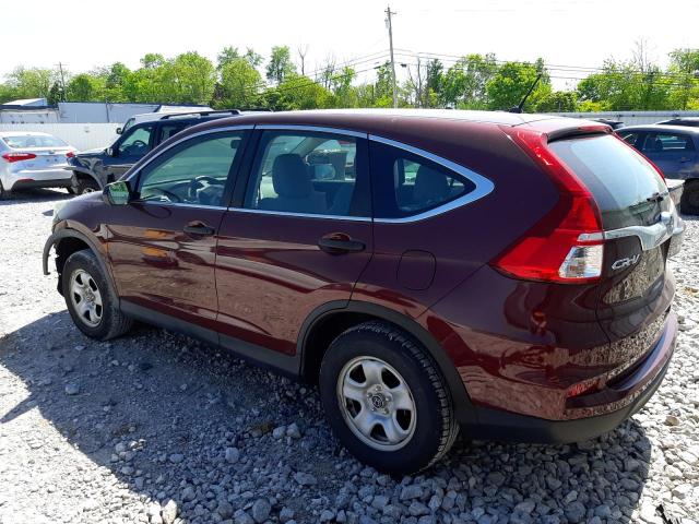 5J6RM4H3XFL076067 - 2015 HONDA CR-V LX BURGUNDY photo 2