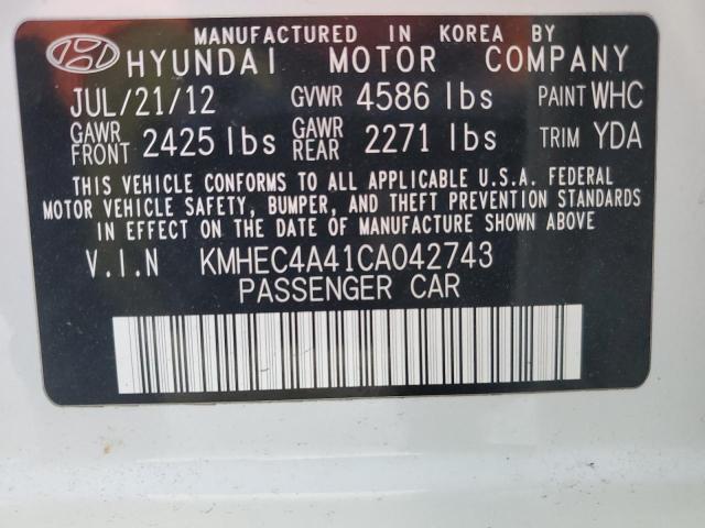 KMHEC4A41CA042743 - 2012 HYUNDAI SONATA HYBRID WHITE photo 12