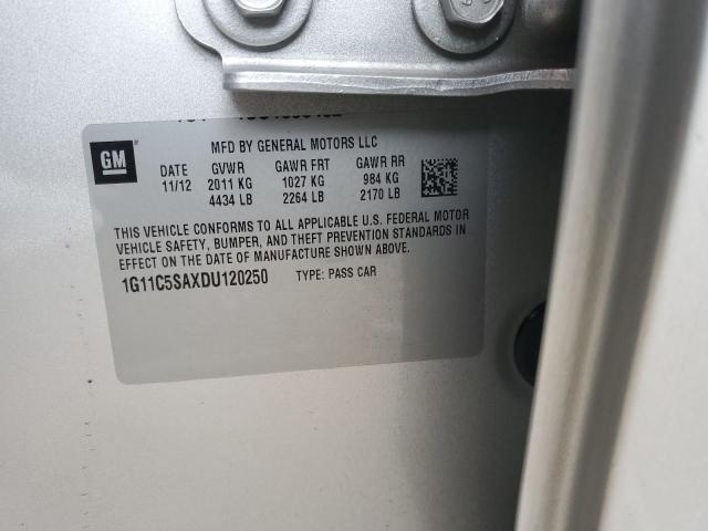 1G11C5SAXDU120250 - 2013 CHEVROLET MALIBU 1LT ვერცხლისფერი ფოტო 12