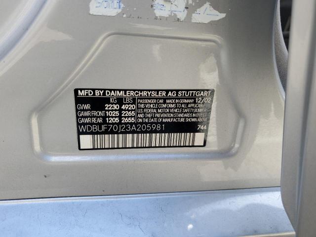 WDBUF70J23A205981 - 2003 MERCEDES-BENZ E 500 SILVER photo 12