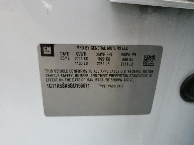 1G11A5SA6GU156611 - 2016 CHEVROLET MALIBU LIM LS WHITE photo 12