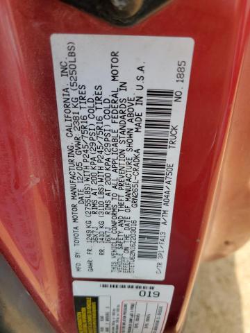 5TETU62N16Z203016 - 2006 TOYOTA TACOMA PRERUNNER ACCESS CAB RED photo 12