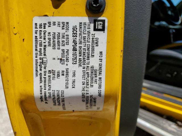 1GCES14P04B107573 - 2004 CHEVROLET SSR 黄色 照片 12