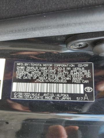 JTKDE167X90300826 - 2009 TOYOTA SCION TC BLACK photo 12