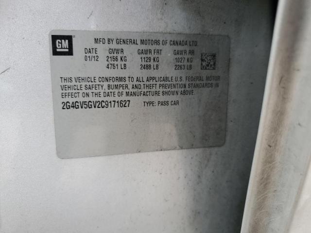2G4GV5GV2C9171627 - 2012 BUICK REGAL GS 银色 照片 12