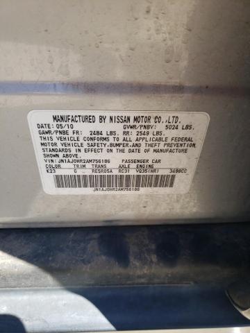 JN1AJ0HR2AM756186 - 2010 INFINITI EX35 BASE 银色 照片 12