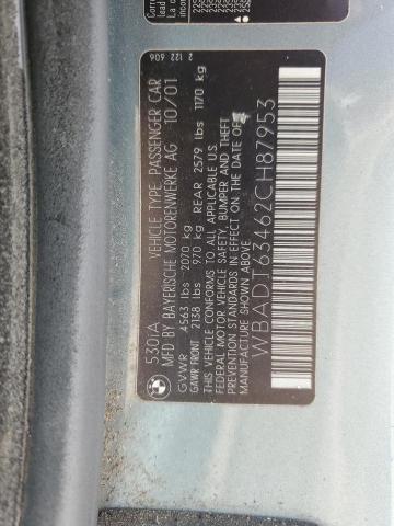 WBADT63462CH87953 - 2002 BMW 535 BASE I AUTOMATIC GREEN photo 12