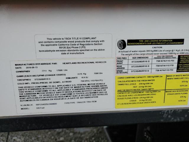 5SFCG4225LE428620 - 2020 HEARTLAND GATEWAY ორფეროვანი ფოტო 10