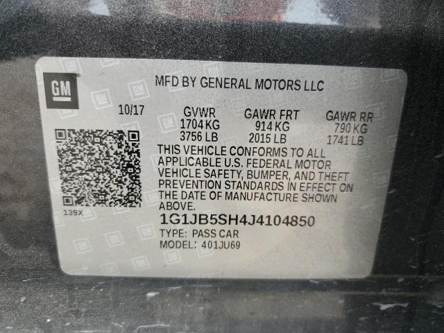1G1JB5SH4J4104850 - 2018 CHEVROLET SONIC LS GRAY photo 12