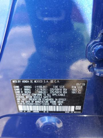 3CZRU6H19KG712690 - 2019 HONDA HR-V SPORT BLUE photo 12