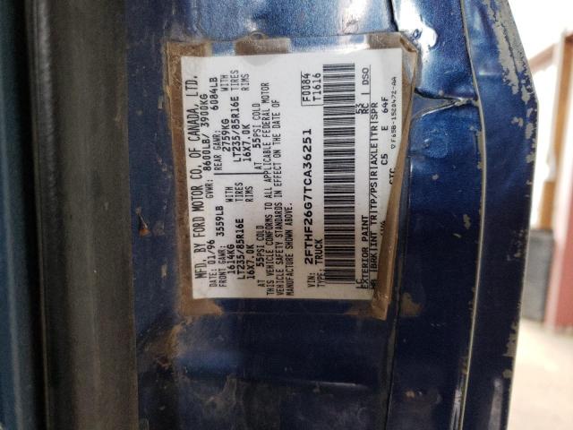 2FTHF26G7TCA36251 - 1996 FORD F250 BLUE photo 12