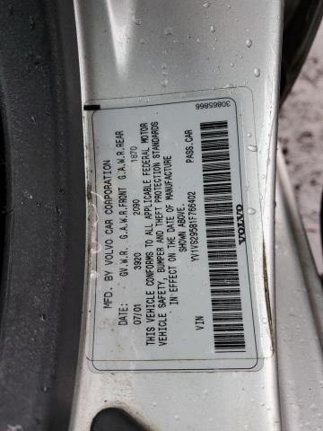 YV1VS29581F766402 - 2001 VOLVO S40 1.9T SILVER photo 13