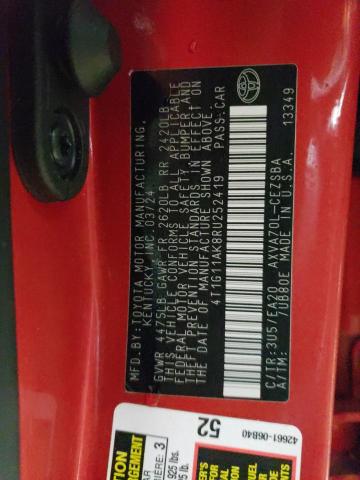 4T1G11AK8RU252419 - 2024 TOYOTA CAMRY SE NIGHT SHADE RED photo 13