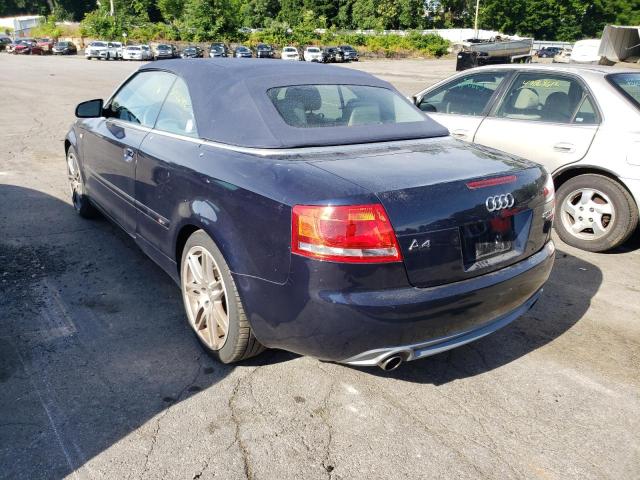 WAUDF48H99K009294 - 2009 AUDI A4 2.0T CABRIOLET QUATTRO BLUE photo 3