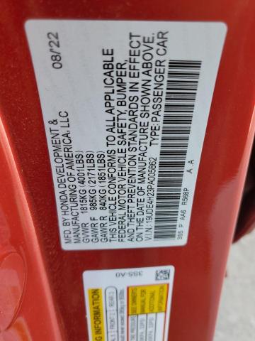 19UDE4H23PA005862 - 2023 ACURA INTEGRA RED photo 12